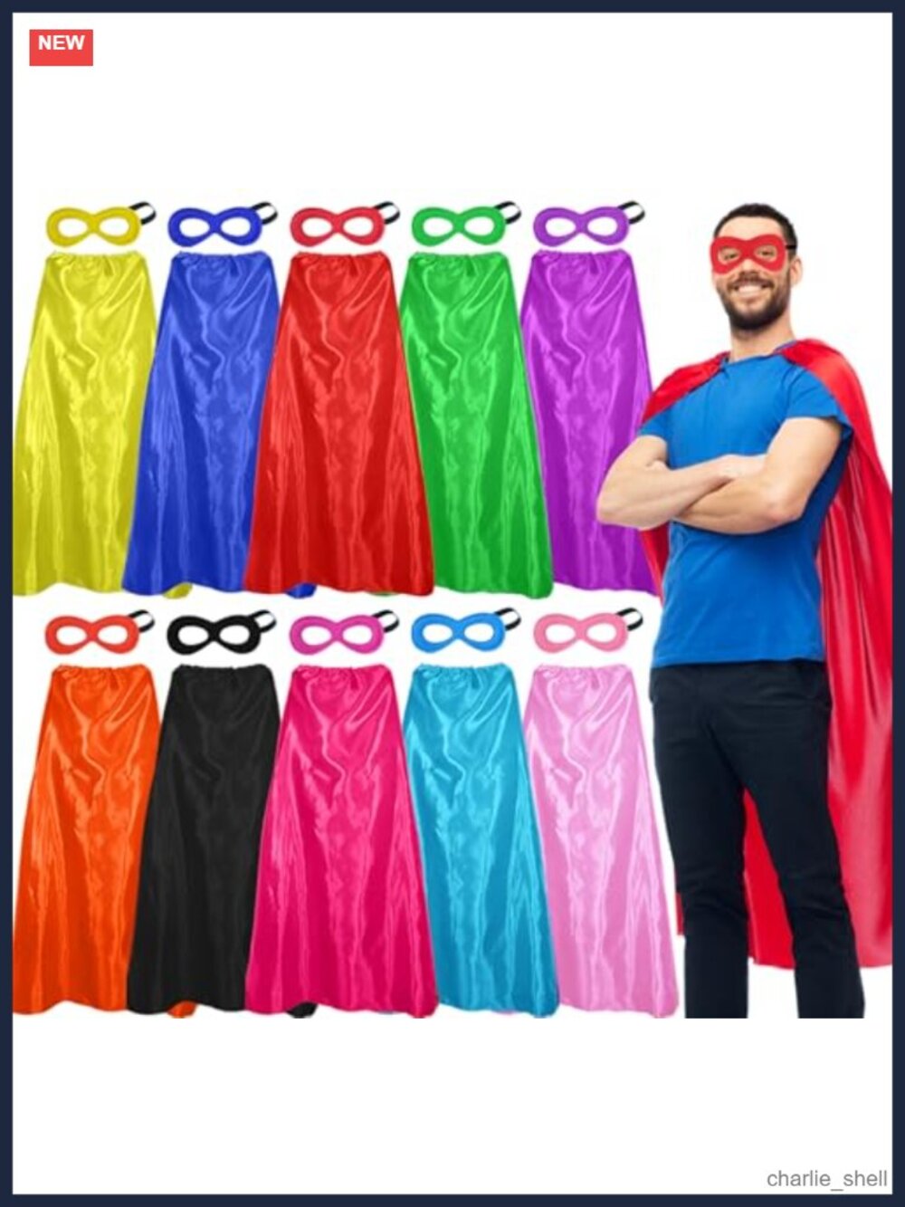 Superhero Capes and Masks for Adults 10 Pack Satin Costume Bulk One Size